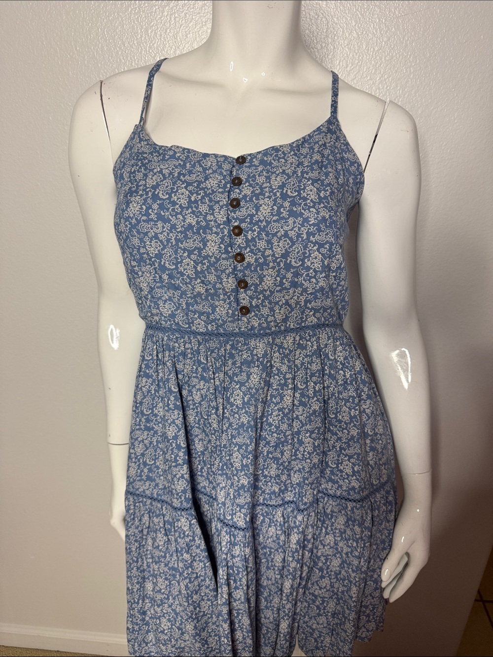 Cleo & Wolf Country Core Blue Print Dress M - Picture 7 of 8
